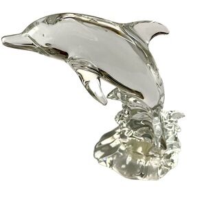 Princess House Wonders of the Wild Dolphin Signed Figurine 24% Lead Crystal
